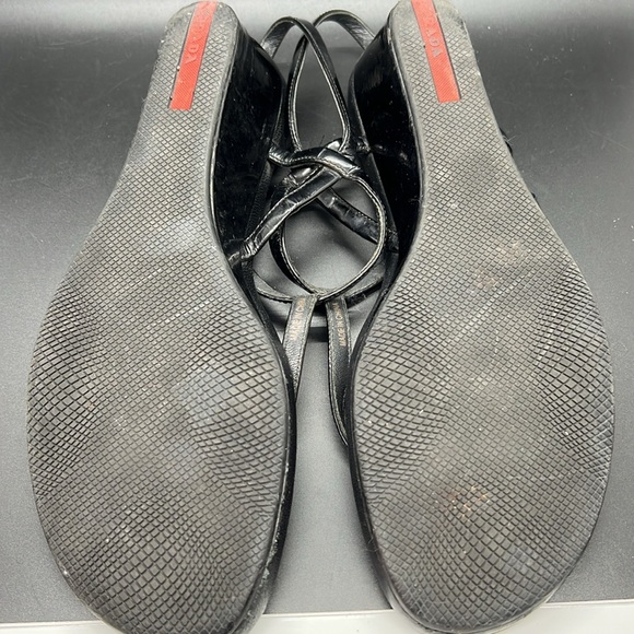 Prada Sport Black Patent Leather T-Strap Sandals size 8.5 - Picture 14 of 16